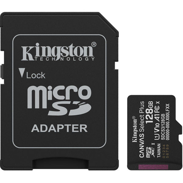 Kingston Canvas Select Plus 128 GB MicroSDXC (schwarz, UHS-I U1, Class 10, V10)