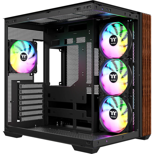 Thermaltake View 380 WS ARGB (μαύρο/ξύλο, Tempered Glass x 2, ξυλώδης υφή)