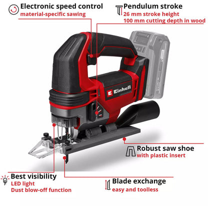 Einhell Power X-Change Akku-Stichsäge TE-JS 18/100 Li - Solo, 18Volt (rot/schwarz, ohne Akku und Ladegerät)