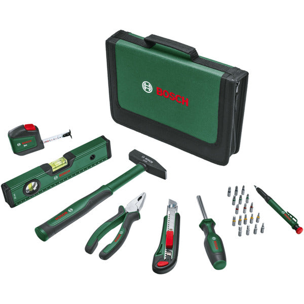 Bosch Powertools Universal Handwerkzeug-Set, 25-teilig (grün, mit Werkzeugtasche)