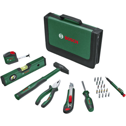 Bosch Powertools Universal Handwerkzeug-Set, 25-teilig (grün, mit Werkzeugtasche)