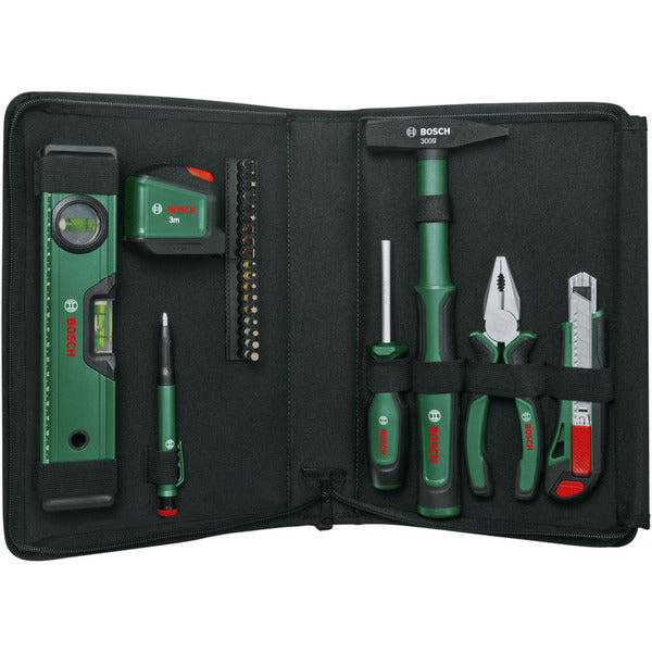 Bosch Powertools Universal Handwerkzeug-Set, 25-teilig (grün, mit Werkzeugtasche)