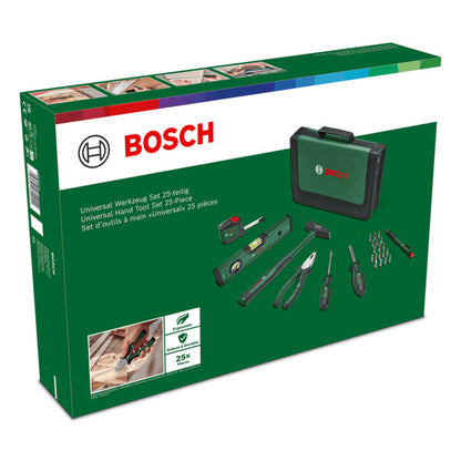 Bosch Powertools Universal Handwerkzeug-Set, 25-teilig (grün, mit Werkzeugtasche)