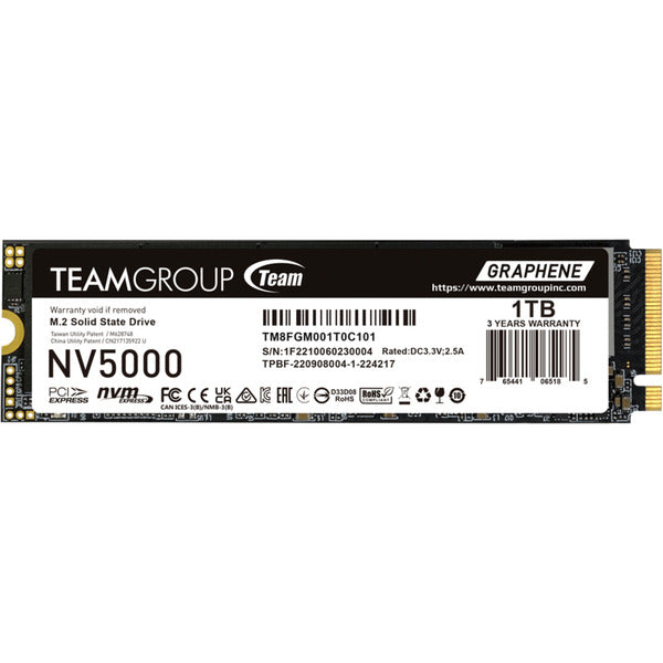 Team Group NV5000 1 TB (PCIe 4.0 x4 NVMe | M.2 2280 | Graphen-Kühlkörper)