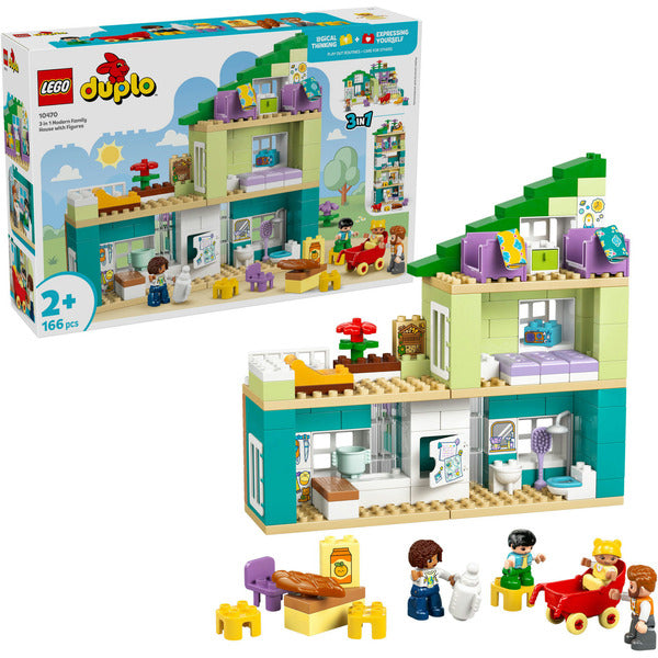 LEGO 10470 DUPLO Town Modern Family House with Figures - 3-in-1 Set