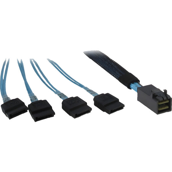 Inter-Tech Cable SFF 8643 to 4x SATA (Black/Blue, 0.7 Meter, Crossover)