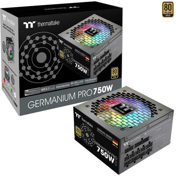 Thermaltake Germanium Pro RGB 750W (schwarz, 1x 12-Pin High Power GPU, 4x PCIe, Kabelmanagement, 750 Watt)