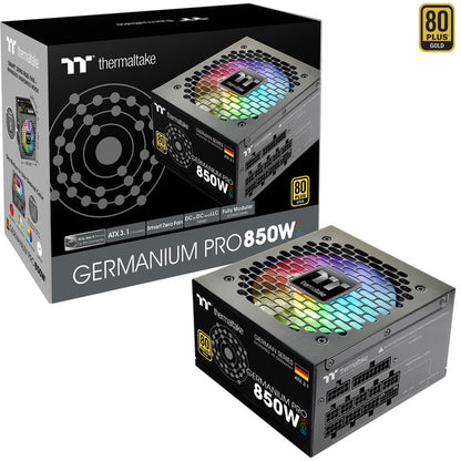 Thermaltake Germanium Pro RGB 850W (schwarz, 1x 12-Pin High Power GPU, 4x PCIe, Kabelmanagement, 850 Watt)