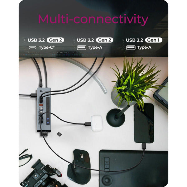 Icy Box IB-HUB1742CR-C2PD (hellblau, USB-A, USB-C, SD, microSD)