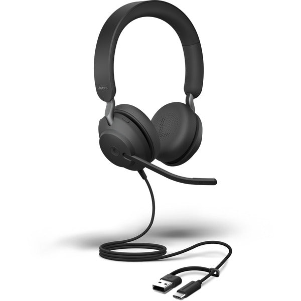 Jabra Evolve2 40 SE (μαύρο, έκδοση για Microsoft, στερεοφωνικό, USB-A και USB-C)