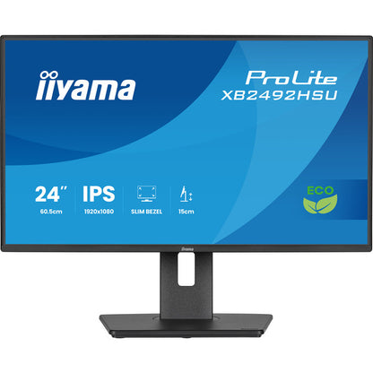 Iiyama Prolite XB2492HSU-B1 (60.5 cm (24 Zoll), schwarz (matt), FullHD, IPS, HDMI, DP, USB-Hub, Verstellbarer Standfuß, 120Hz Panel)