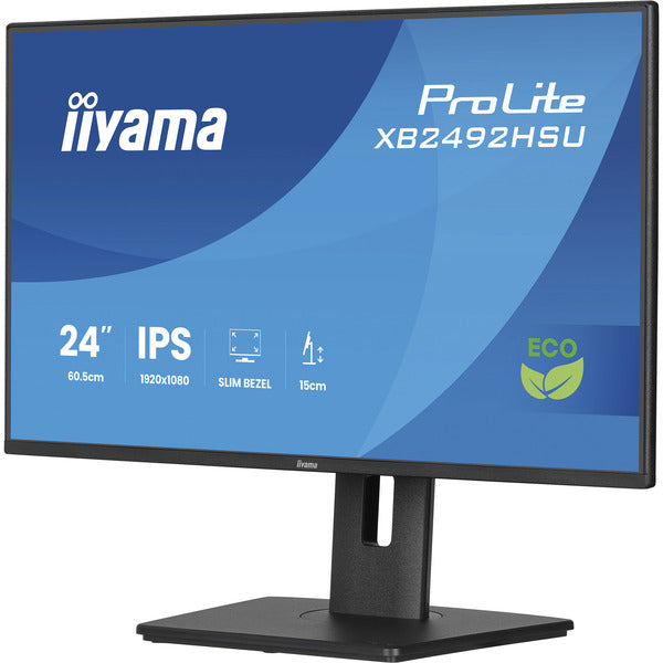 Iiyama Prolite XB2492HSU-B1 (60.5 cm (24 Zoll), schwarz (matt), FullHD, IPS, HDMI, DP, USB-Hub, Verstellbarer Standfuß, 120Hz Panel)