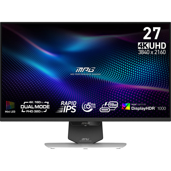 MSI MPG 274URDFWDE E16M QLED (68.6 cm (27 Zoll), weiß/schwarz, UltraHD/4K, Rapid-IPS, Dual-Mode (FHD 320Hz / 4K 160Hz), Mini-LED, 160Hz Panel)