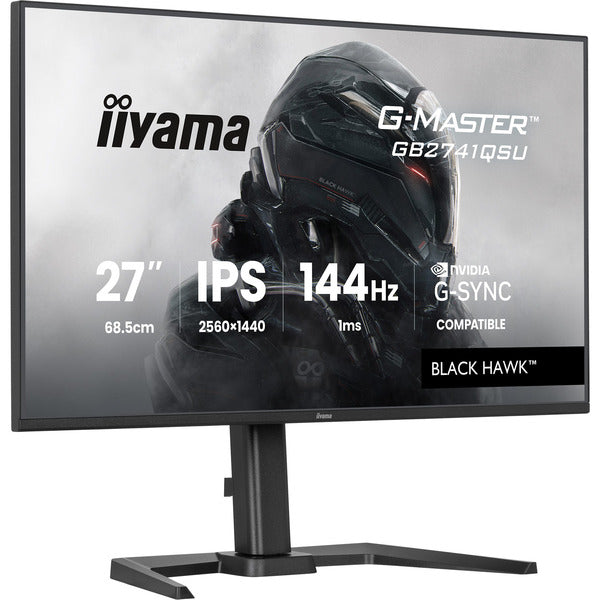 Iiyama G-Master GB2741QSU-B1 Black Hawk 27-inch (68.6 cm) Matte Black QHD IPS Monitor with HDMI, DisplayPort, G-Sync Compatible, USB Hub, Height Adjustable, 144Hz Panel