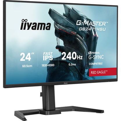 Iiyama G-Master GB2471HSU-B1 Red Eagle (60.5 cm (23.8 Zoll), schwarz (matt), FullHD, Fast-IPS, HDMI, DP, G-Sync komp., USB-Hub, 240Hz Panel)