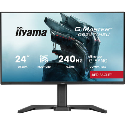 Iiyama G-Master GB2471HSU-B1 Red Eagle (60.5 cm (23.8 Zoll), schwarz (matt), FullHD, Fast-IPS, HDMI, DP, G-Sync komp., USB-Hub, 240Hz Panel)