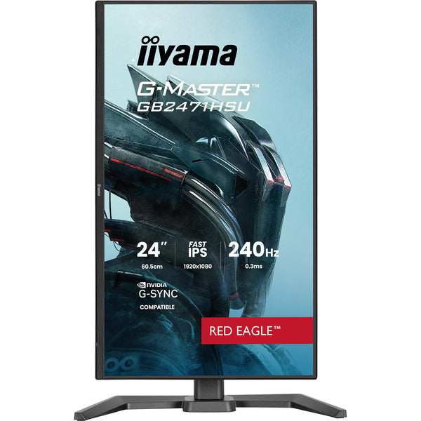 Iiyama G-Master GB2471HSU-B1 Red Eagle (60.5 cm (23.8 Zoll), schwarz (matt), FullHD, Fast-IPS, HDMI, DP, G-Sync komp., USB-Hub, 240Hz Panel)