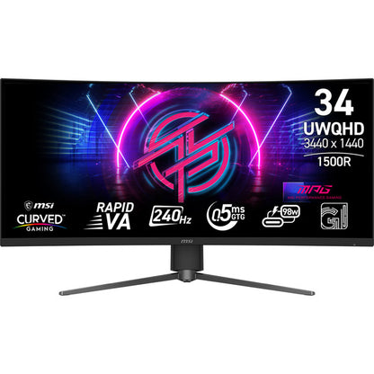 MSI MPG 346CQRFDE X24 (86.4 cm (34 Zoll), schwarz, UWQHD, Rapid-VA, Curved, HDMI, DP, USB-C, 240Hz Panel)