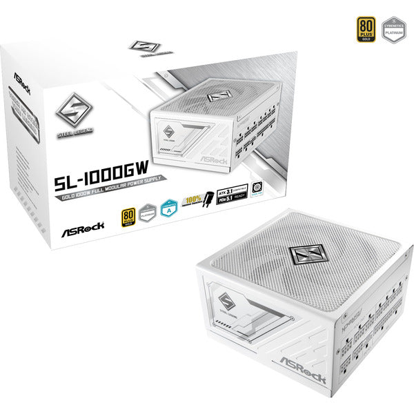 Asrock Steel Legend SL-1000GW (weiß, 1x 12-Pin High Power GPU, 3x PCIe, Kabelmanagement, 1000 Watt)