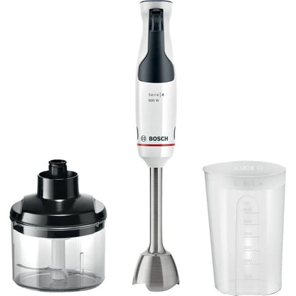 Bosch Stabmixer ErgoMaster MSM4W220 Σειρά 4 (λευκό/ανοξείδωτο χάλυβα, 600 Watt, με Τριβείο)