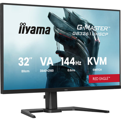 Iiyama G-Master GB3261UHSCP-B1 Red Eagle 31.5-inch (80 cm) Matte Black UltraHD/4K VA Monitor with HDMI, DisplayPort, USB-C, USB Hub, KVM Switch, and 144Hz Panel