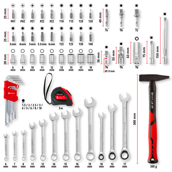 Einhell-KWB E-Case Werkzeugkoffer Universal, 80-teilig (schwarz/rot)