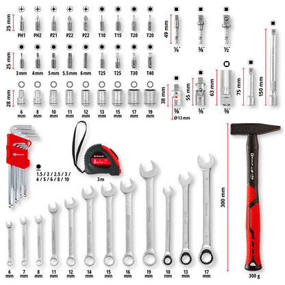 Einhell-KWB E-Case Werkzeugkoffer Universal, 80-teilig (schwarz/rot)