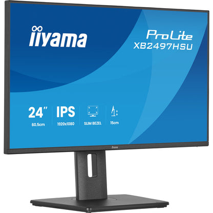 Iiyama ProLite XB2497HSU-B1 (60.5 cm (23.8 Zoll), schwarz (matt), FullHD, IPS, HDMI, DP, USB-Hub, erg. Standfuß, 120Hz Panel)