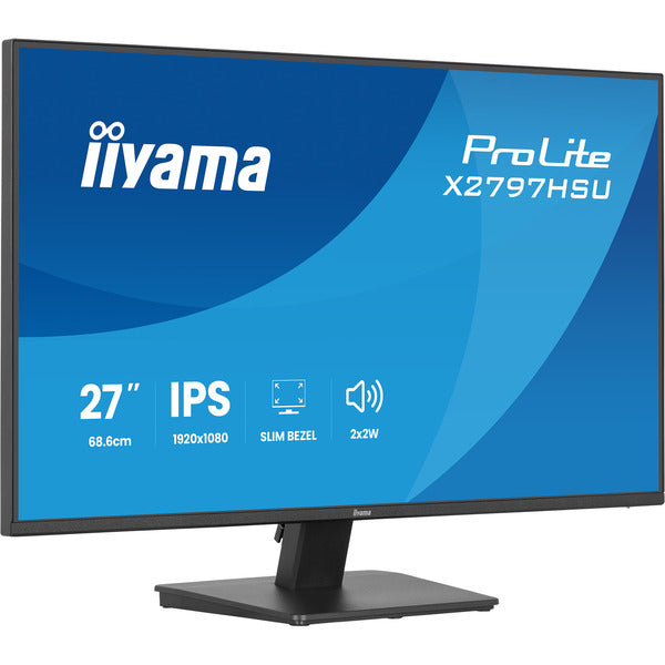 Iiyama ProLite X2797HSU-B1 27-Inch (68.6 cm) Matte Black Full HD IPS Monitor with HDMI, DisplayPort, USB Hub, Built-in Speakers, 120Hz Panel