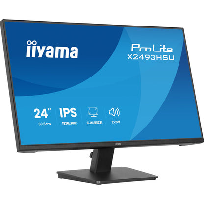 Iiyama ProLite X2493HSU-B1 (60.5 cm (23.8 Zoll), schwarz (matt), FullHD, IPS, HDMI, DP, USB-Hub, Adaptive-Sync, 120Hz Panel)