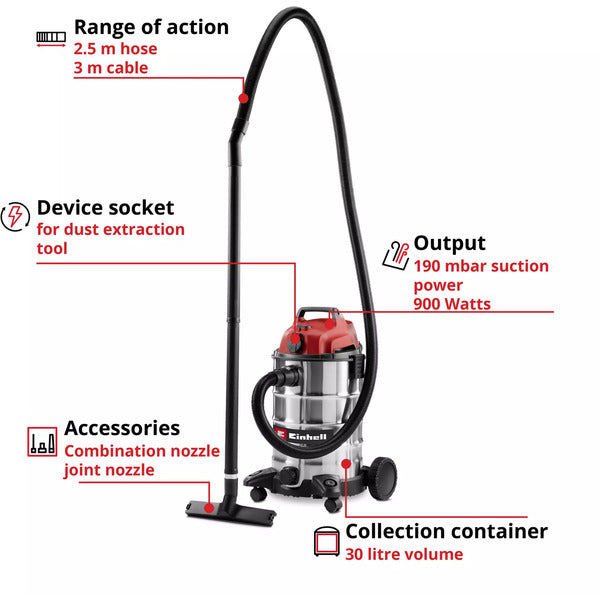 Einhell TC-VC 3055 SA, Nass-/Trockensauger (silber/rot)