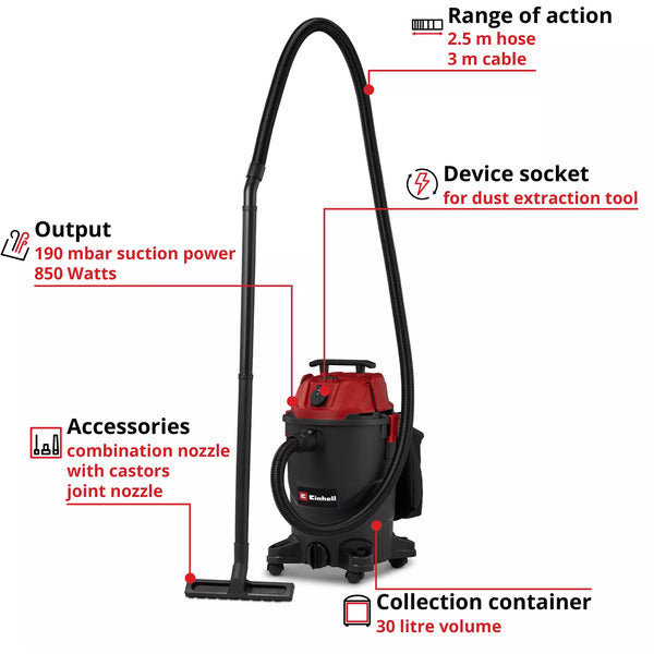Einhell TC-VC 3055 A, Nass-/Trockensauger (silber/rot)