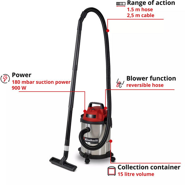 Einhell TC-VC 1540 S, Nass-/Trockensauger (silber/rot)