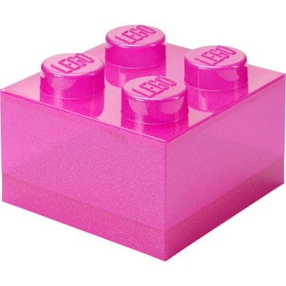 Room Copenhagen LEGO Storage Brick 4 Top Lid Glitter  (pink/transparent)