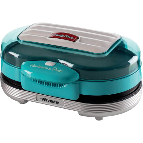 Ariete Hamburger Grill Party Time (Light Blue/Silver, 1200 Watts, 1950s Style)
