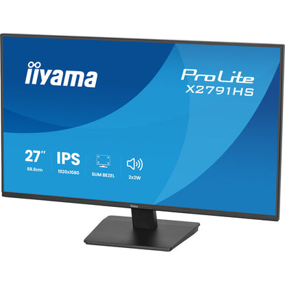 Iiyama ProLite X2791HS-B1 (68.6 cm (27 Zoll), schwarz (matt), FullHD, IPS, HDMI, DP, Lautsprecher, 120Hz Panel)