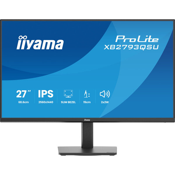 Iiyama ProLite XB2793QSU-B1 (68.5 cm (27 Zoll), schwarz (matt), QHD, IPS, HDMI, DP, USB-Hub, Höhenverstellung)