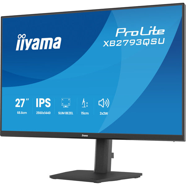Iiyama ProLite XB2793QSU-B1 (68.5 cm (27 Zoll), schwarz (matt), QHD, IPS, HDMI, DP, USB-Hub, Höhenverstellung)