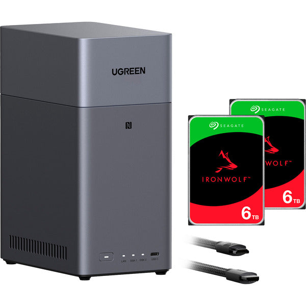 Ugreen DH2300 with 2x 6 TB Seagate IronWolf HDD Bundle (Black)
