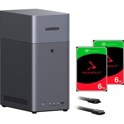 Ugreen DH2300 with 2x 6 TB Seagate IronWolf HDD Bundle (Black)
