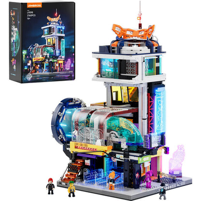 Lumibricks Cyberpunk Neoncity Schwebezug Station