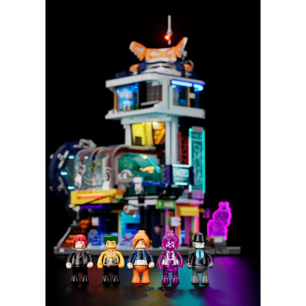 Lumibricks Cyberpunk Neoncity Schwebezug Station