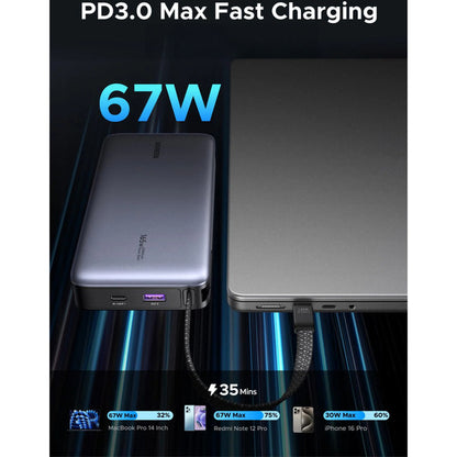 Ugreen Nexode Power Bank 20000mAh 67W mit USB-C Kabel (grau/schwarz)