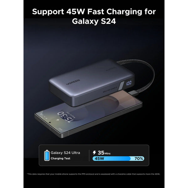 Ugreen Nexode Power Bank 20000mAh 67W mit USB-C Kabel (grau/schwarz)