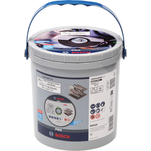 Bosch Powertools PRO Stainless Steel and Metal, Ø 125 mm, 100 Stück im Eimer (Bohrung 22,23 mm, WA 60 T BF)