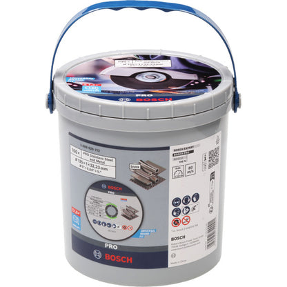 Bosch Powertools PRO Stainless Steel and Metal, Ø 125 mm, 100 Stück im Eimer (Bohrung 22,23 mm, WA 60 T BF)