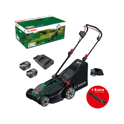 Bosch Powertools Bosch Rotak18V2-43 + Starter Set (2x 4.0Ah) + Mulch Plug (C)