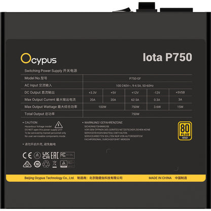Ocypus Iota P750 Black (schwarz, 1x 12-Pin High Power GPU, 3x PCIe, Kabelmanagement, 750 Watt)