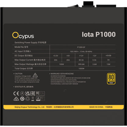 Ocypus Iota P1000 Black (schwarz, 1x 12-Pin High Power GPU, 3x PCIe, Kabelmanagement, 1000 Watt)