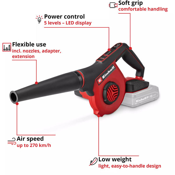 Einhell Power X-Change Akku-Bläser TE-CB 18/270 Li - Solo, 18Volt (rot/schwarz, ohne Akku und Ladegerät)